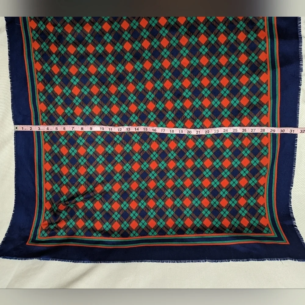 Blue Red‎ and Green Plaid Pattern Square Scarf